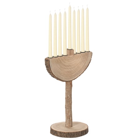 Nine Branch Vintage Handmade Wooden Hanukkah Menorah For Home, Synagogue And Shul